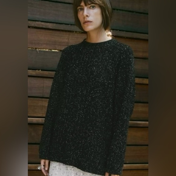 Zara Sweaters - Zara Black + Silver Metallic Threads Knit  Sweater | L | NWT | Oversized